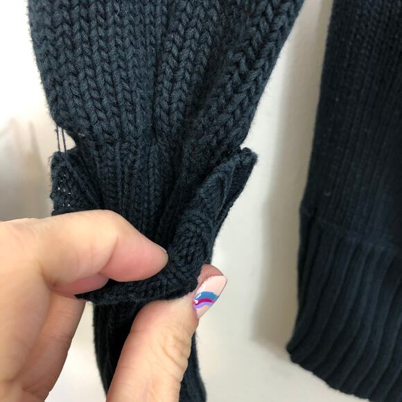 Club Monaco Cardigan Sweater Navy Blue Shawl Neck Cuffed Sleeve Chunky Knit xs - Picture 6 of 8